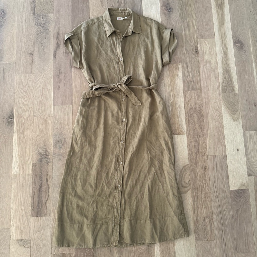 Faherty Tan Button-Up Midi Dress - Picture 2 of 5